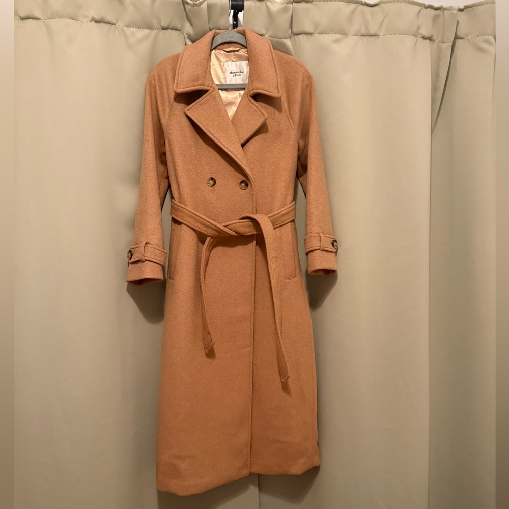 Abercrombie & Fitch Carrie Wool Blend Trench Coat in Camel - WORN ONCE